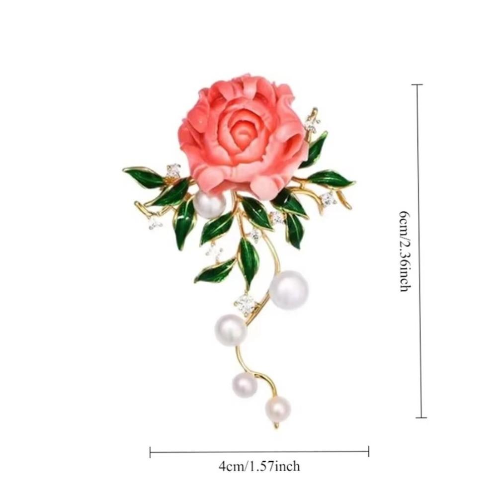 Zircon Pearls Brooches Sparkling Brooches New Peony Flower Brooches Waist Accessorizing