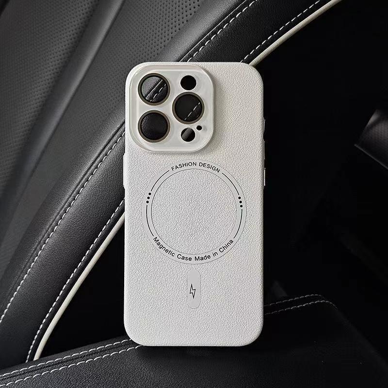 Lychee Skin Pattern for IPhone 15 Mobile Phone Case for IPhone 14 Promax Magnetic 13 Crystal Lens All-inclusive Anti-fall