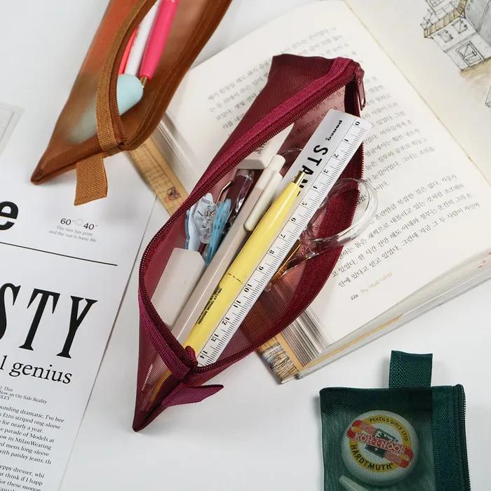 Colorful Mesh Transparent Large Capacity Pencil Case Pouch