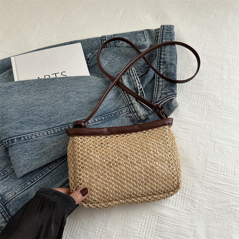 Stylish Woven Crossbody Bag For Women In Black Coffee White And Khaki Colors For Trendy Casual Looks