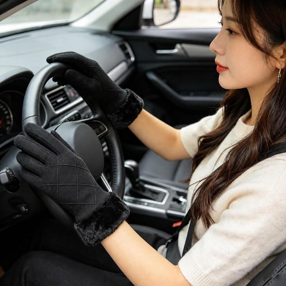 Thickened Winter Gloves Soft Fleece Cuffs Cycling Mittens New Women's Mittens  Cycling