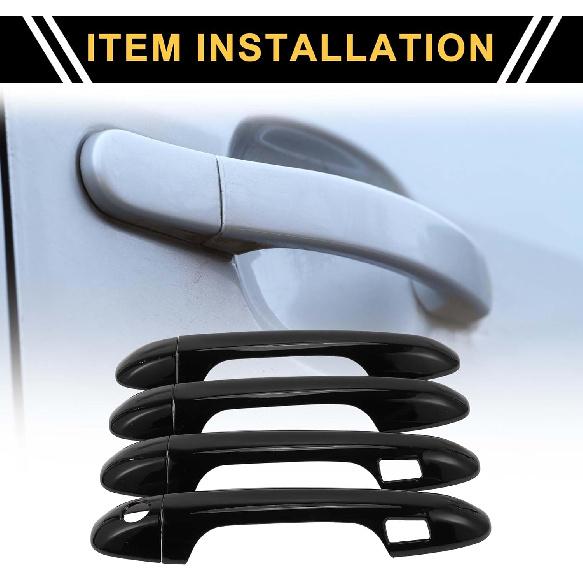 4pcs Exterior Door Handle Cover Car Door Handle Protector for Toyota Tacoma 2016-2023 Car Door Handle Protector with Keypad ABS Black