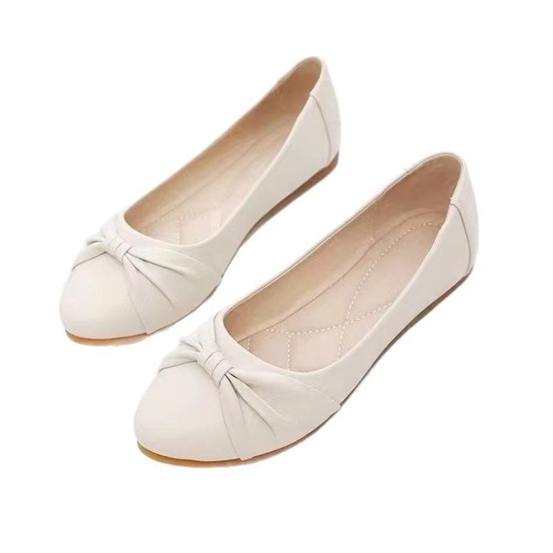 Single Shoes Women's Autumn New Flat Shoes Shallow Mouth Shoes Summer Women's Shoes Soft Leather Soft Sole Doudou Shoes