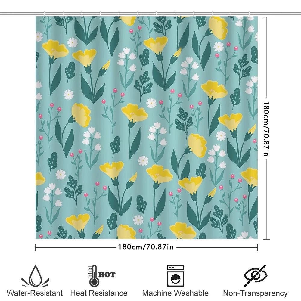 Bathroom Curtain Flowers Printed Waterproof Washable Bath Shower Curtains Decor Home Textile Polyester Fabric