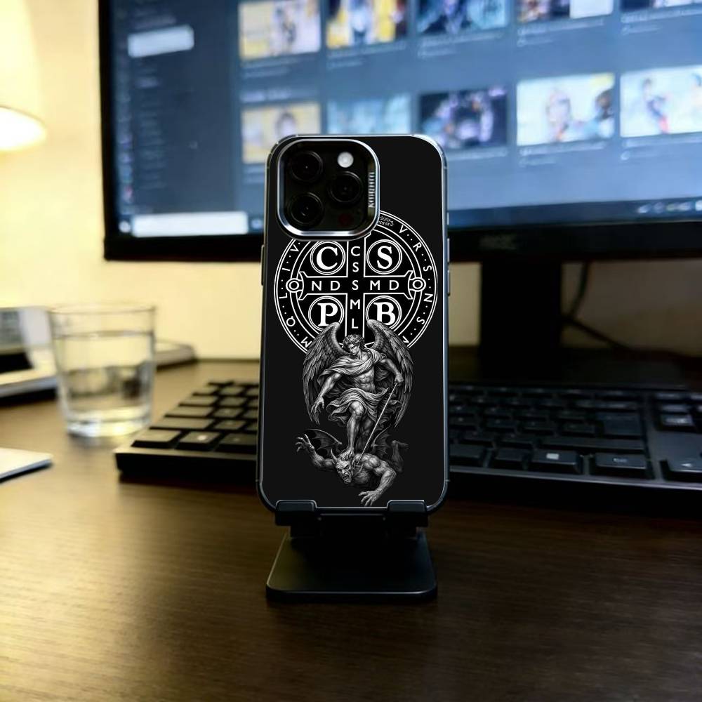 Sao Bento Benedict of Nursia Phone Case For iPhone 17,16,15,14,13,12,11 Plus,Pro Max,XS,Colorful Silver Phone case Funda Cover