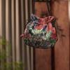 Silk Material Retro Handbags Embroidery Design Storage Function Embroidery Silk Bags Drawstring Closure Drawstring Purse