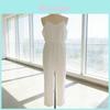 Cotton Wide Leg Jumpsuit With Deep V Neck Back Tie For Casual Streetwear Women