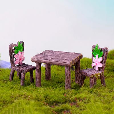 3 Pcs Miniature Furniture Multi-use Handmade Resin Plant Furniture Display for Garden