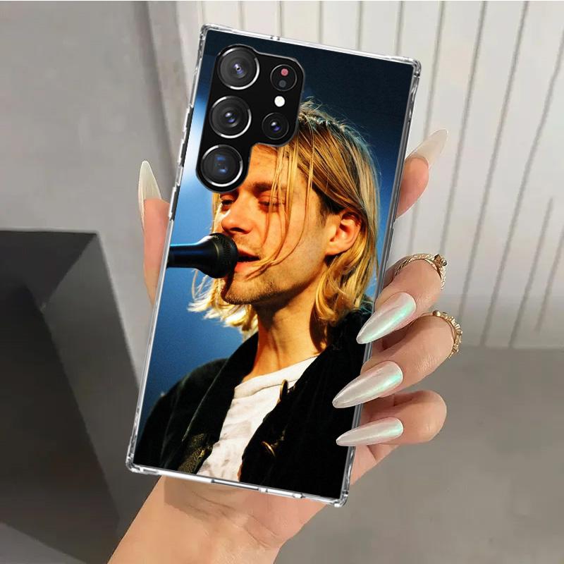 Retro Sänger Kurt Cobain Handyhülle für Samsung Galaxy S26 S24 S23 Ultra S25 Edge S22 S21 Plus S20 FE + Weiche Druckschale Funda G