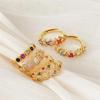 Retro Gold Colorful Sparkling Diamonds Niche Design Open Ring Court Style Exquisite Elegance Light Luxury High-End Ring