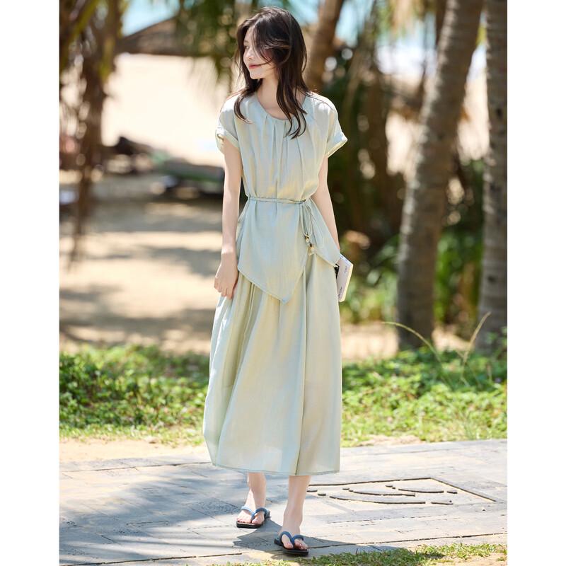 French Chic Tie-Waist Top and Skirt Set
