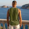 Vintage Men's Linen Tank Top Summer Beach Sleeveless Henley Shirts Hippie Boho Solid Vest Casual Loose Breathable Tops Male Clothes 2026