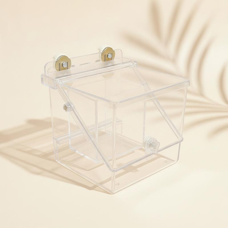 Acrylic Pet Feeder with Suction Cups Transparent Hanging Pet Basin Space-Saving Compact for Small Pets, Cages, Enclosures