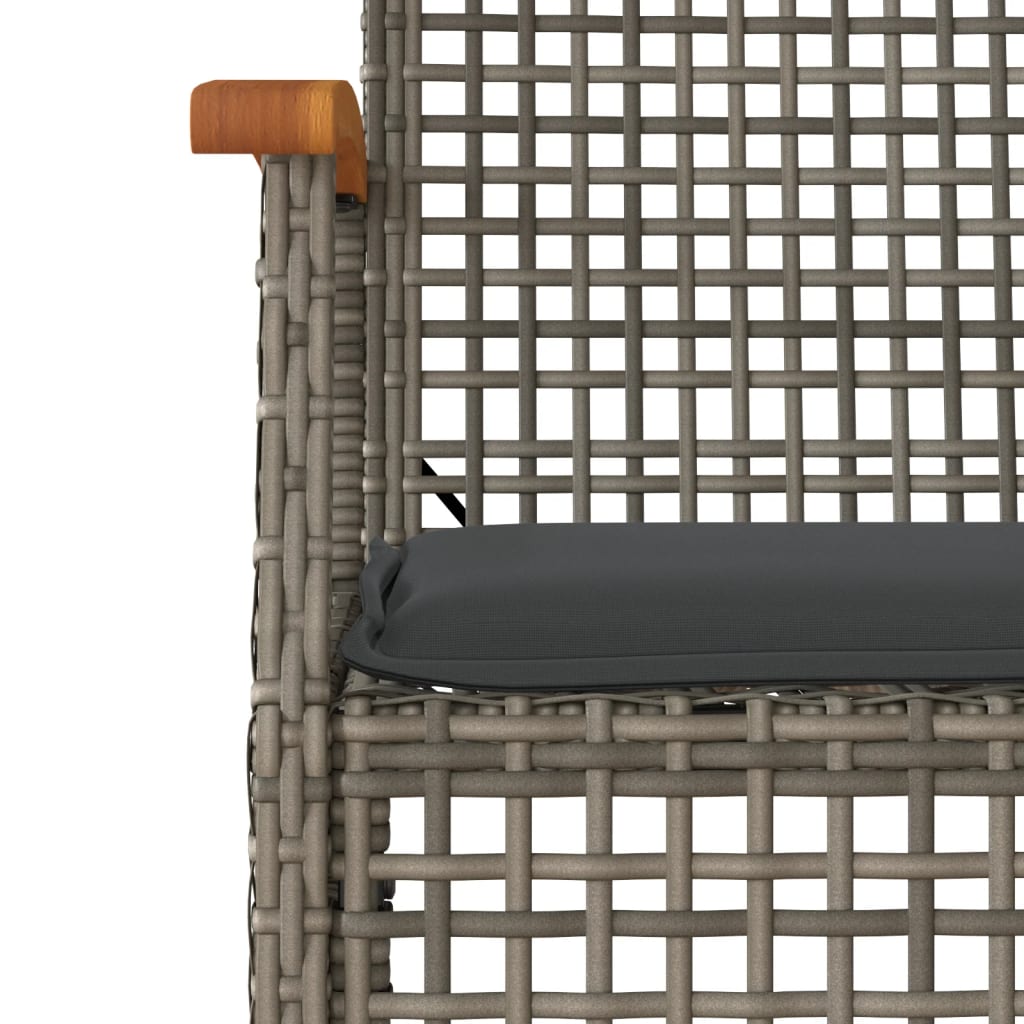 Vidaxl 5-Cz. Garden Furniture Set With Cushions, Grey, PE Rattan