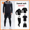 Xiaomi 5/3/2/1 Piece Men's Four Seasons Multi-match Combination Sports Suit Gradual Zipper Jacket Running Fitness Short-sleeved Shorts