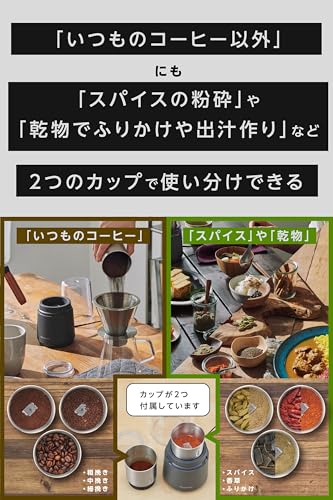 [Vitantonio Official] Dry Food Mill (VML-10-I) [Just Push the Cover! Finely Grind Spices and Coffee Beans In 3 Easy Steps] Blender, Mill, Coffee Grind