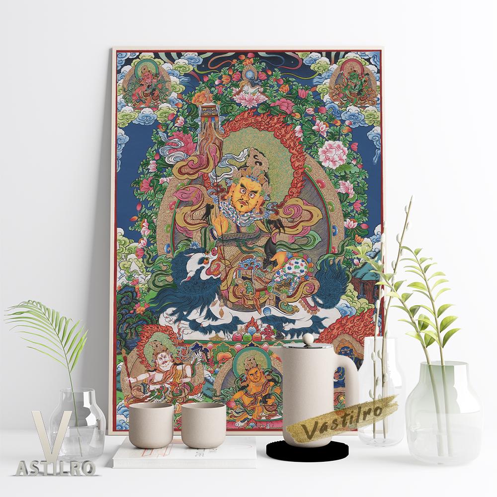 טנגקה טיבטית ציור קיר דתי אמנות הדפס פוסטר בודהיסטווה דיוקן רטרו ציור שמן ציור קיר אמונה בודהיסטית