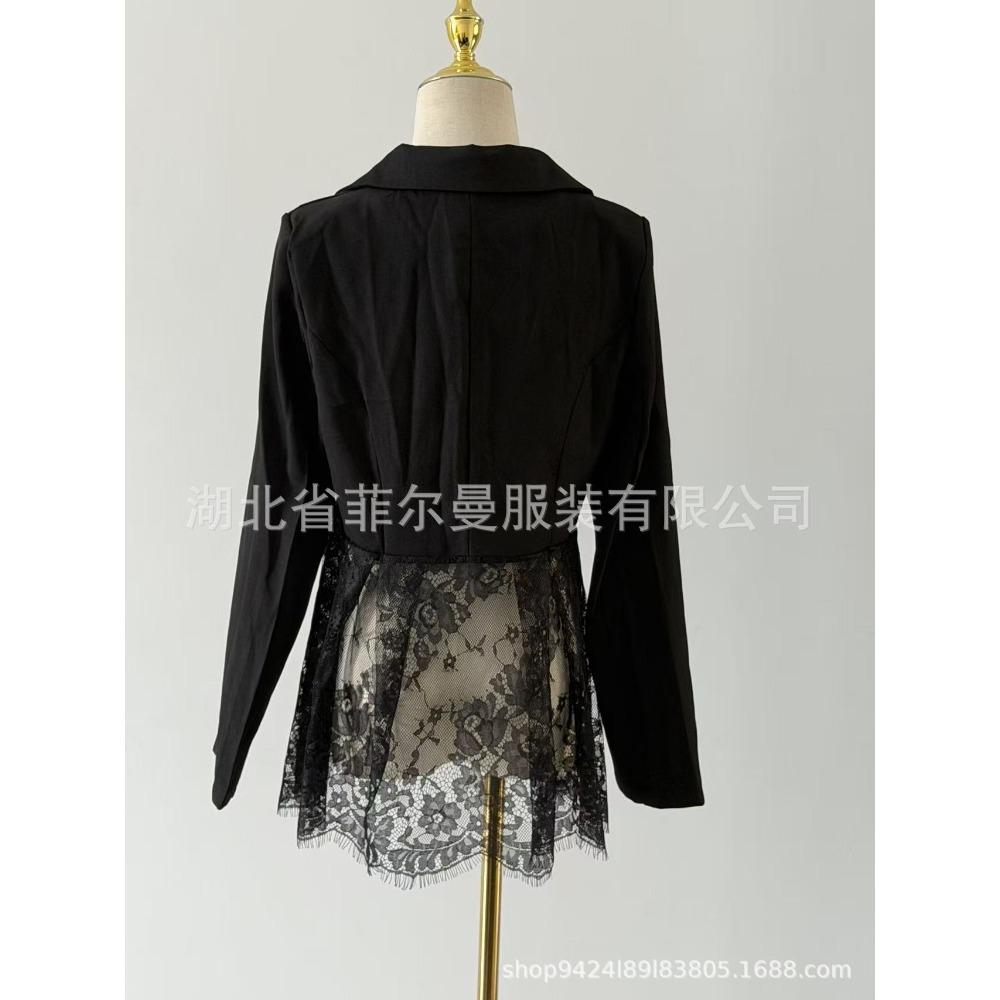 Fashionable Women's Western-style Suit Jacket with Lace Trim, Stylish, Versatile, Sexy, Slimming, Single-button, New Style, Casual Suit Jacket