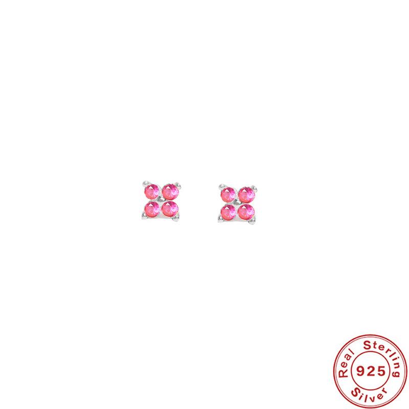 S925 Sterlingsilber Blütenblatt Kristall Blume Ohrstecker Mehrgröße Stilvoll und schlicht Mini Ohrstecker mit Diamanten