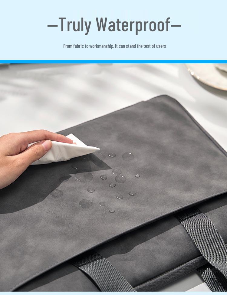 13"–16" Light Grey PU Sheepskin Laptop Bag: Delicate Touch, Splash-Proof, Shockproof.