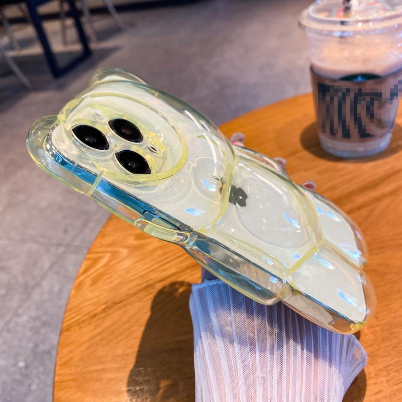 Cartoon 3D Bär Form Klar Telefon Fall Für iPhone 14 13 12 11Pro Max XS Max XR X Candy Farbe silikon Stoßfest Weiche Rückseitige Abdeckung