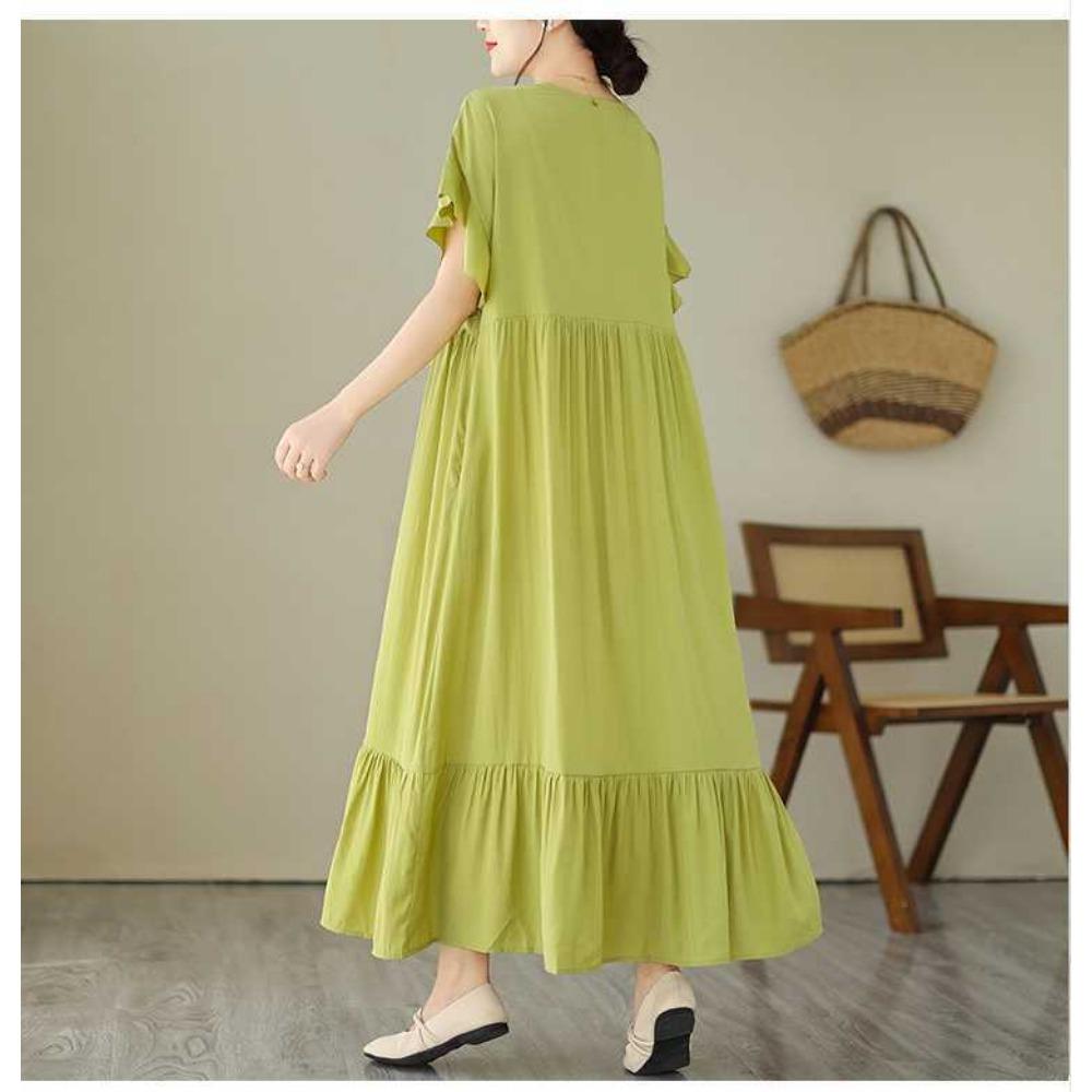 V-neck Loose Long Dress