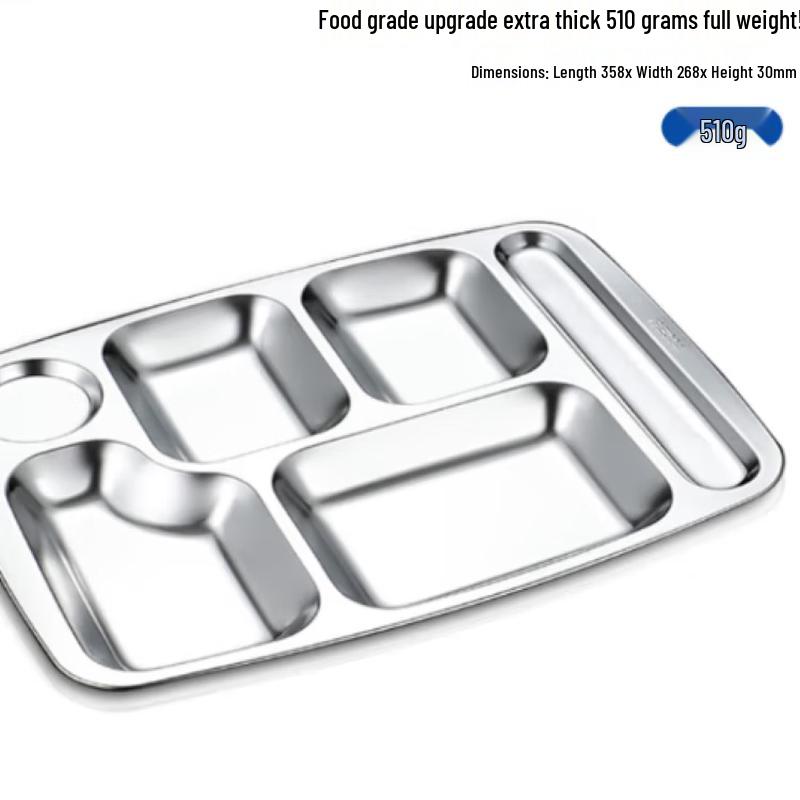 304 Stainless Steel 6-Compartment Food Tray