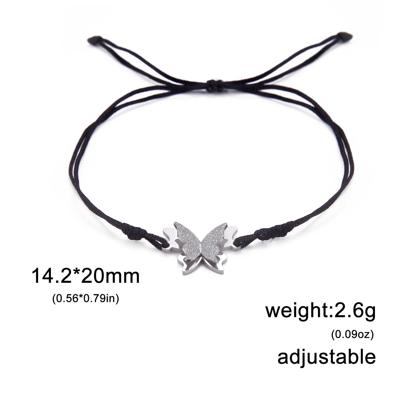 

Teamer Butterfly Bracelet For Women Girls Sweet Red Black Rope Stainless Steel Bracelets Jewelry Couple Wedding Birthday Gift
