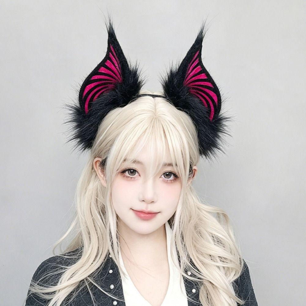 Soft Bat Headband Plush Cosplay Ears Headband Comfortable Plush Headband  Stage Performance