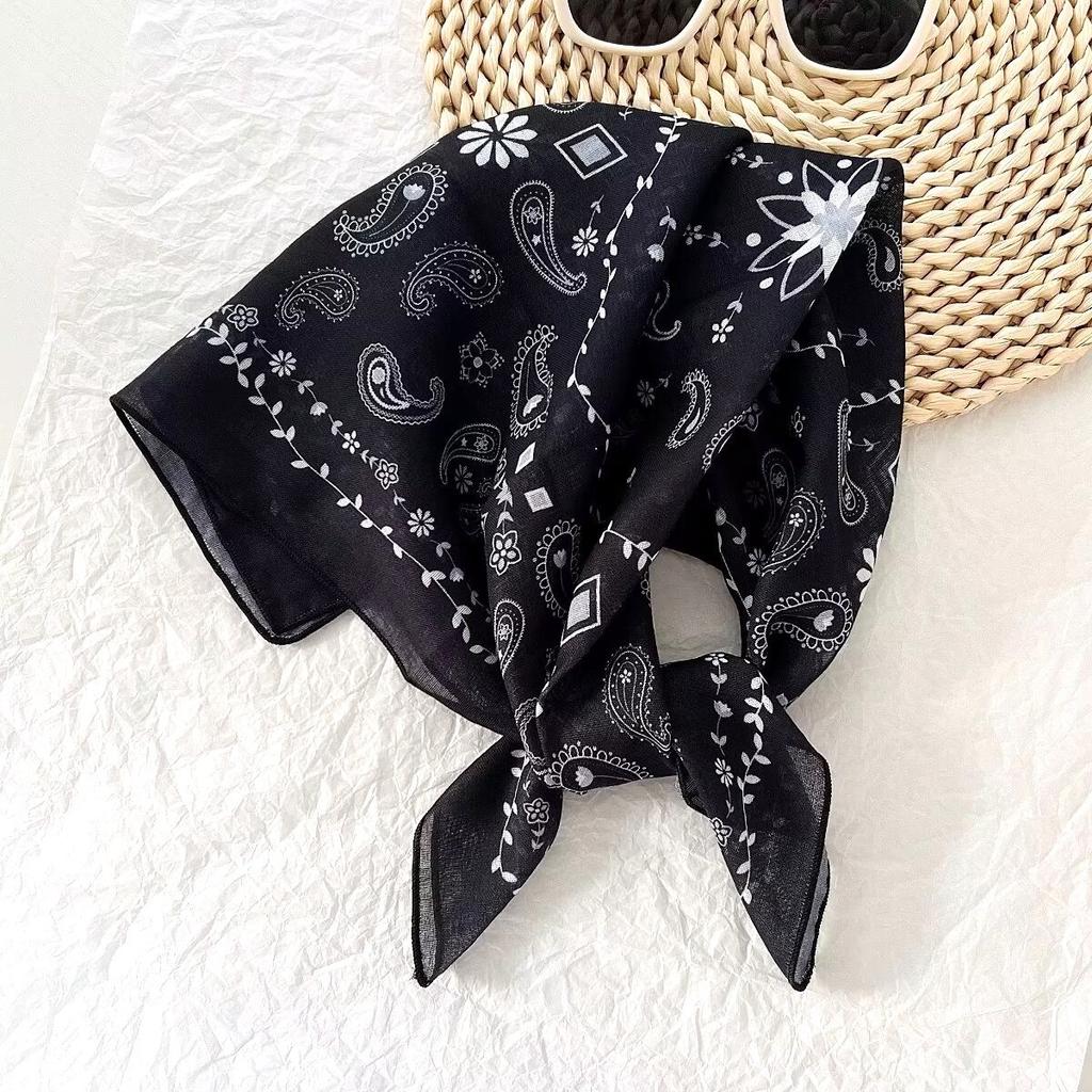 Vintage silk scarf, cashew nut versatile women's headscarf, hiphop fashion square scarf, hip-hop hip-hop scarf, headband, scarf.