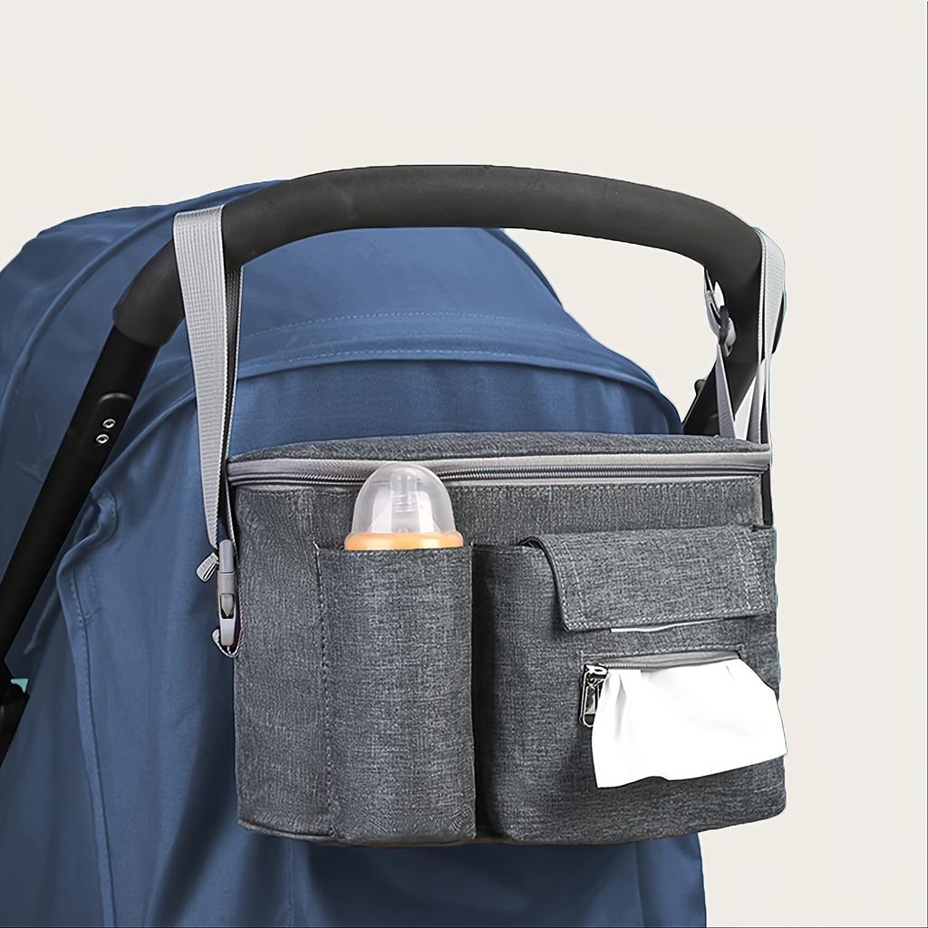 Large Capacity Stroller Storage Bag Hanging Storage Bag Multifunctional Diaper Bag One Shoulder Mommy Outdoors Bag Black Gray