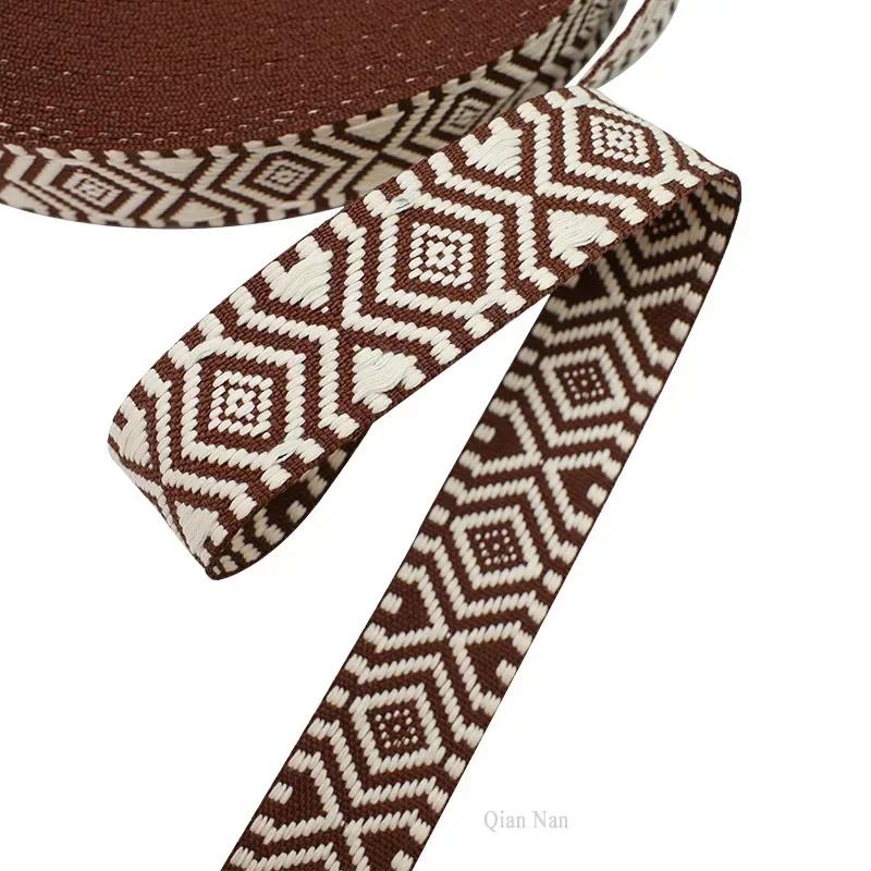 Meetee 2-10M 38mm Jacquard Polyester Cotton Ribbon Band Canvas Bag Strap Belt Decorative Bias Webbing Tape Sewing Accessories