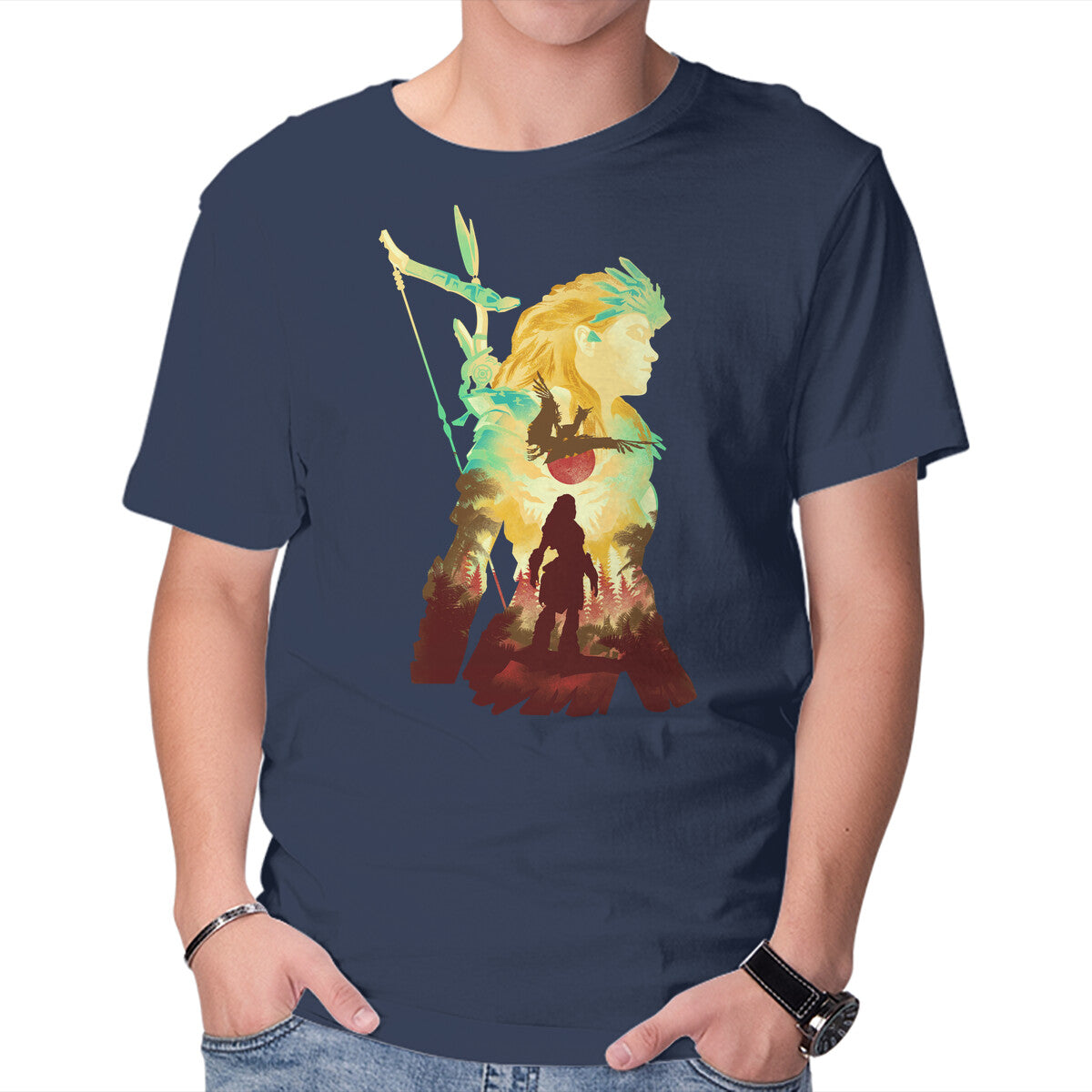 Unisex Crew Neck T-Shirt Adventure To The West Graphic Short Sleeve Casual Tee XXXL