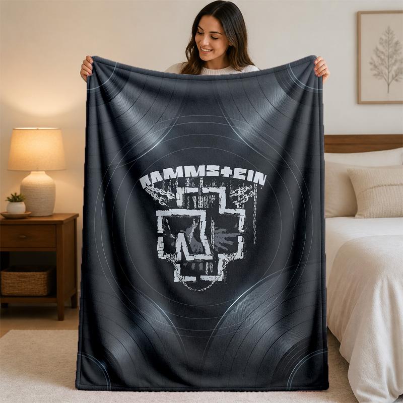 Rammstein Print Flannel Blanket Cozy Lightweight Plush Throw Blanket For Bed Sofa Household Use