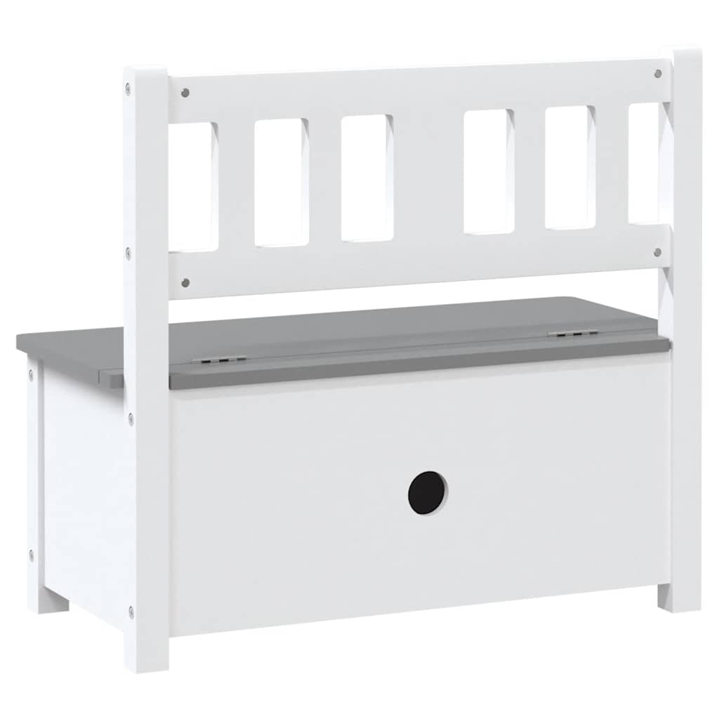 Kids Bench with Storage Space White and Grey 60 x 30 x 55 cm MDF