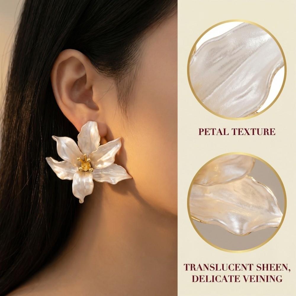 Drip Oil Flower Earrings Pleated Ear Accessories Fashion Flower Stud Earrings  Wedding