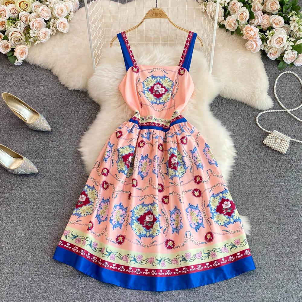 

Летнее брендовое дизайнерское платье с принтом для подиума, женское новое модное элегантное мини-короткое вечерние сарафаны на бретельках