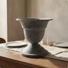 Decorative Iron Planter Ornamental Footed Vase Matte VintageStyle Light Gray C High Foot