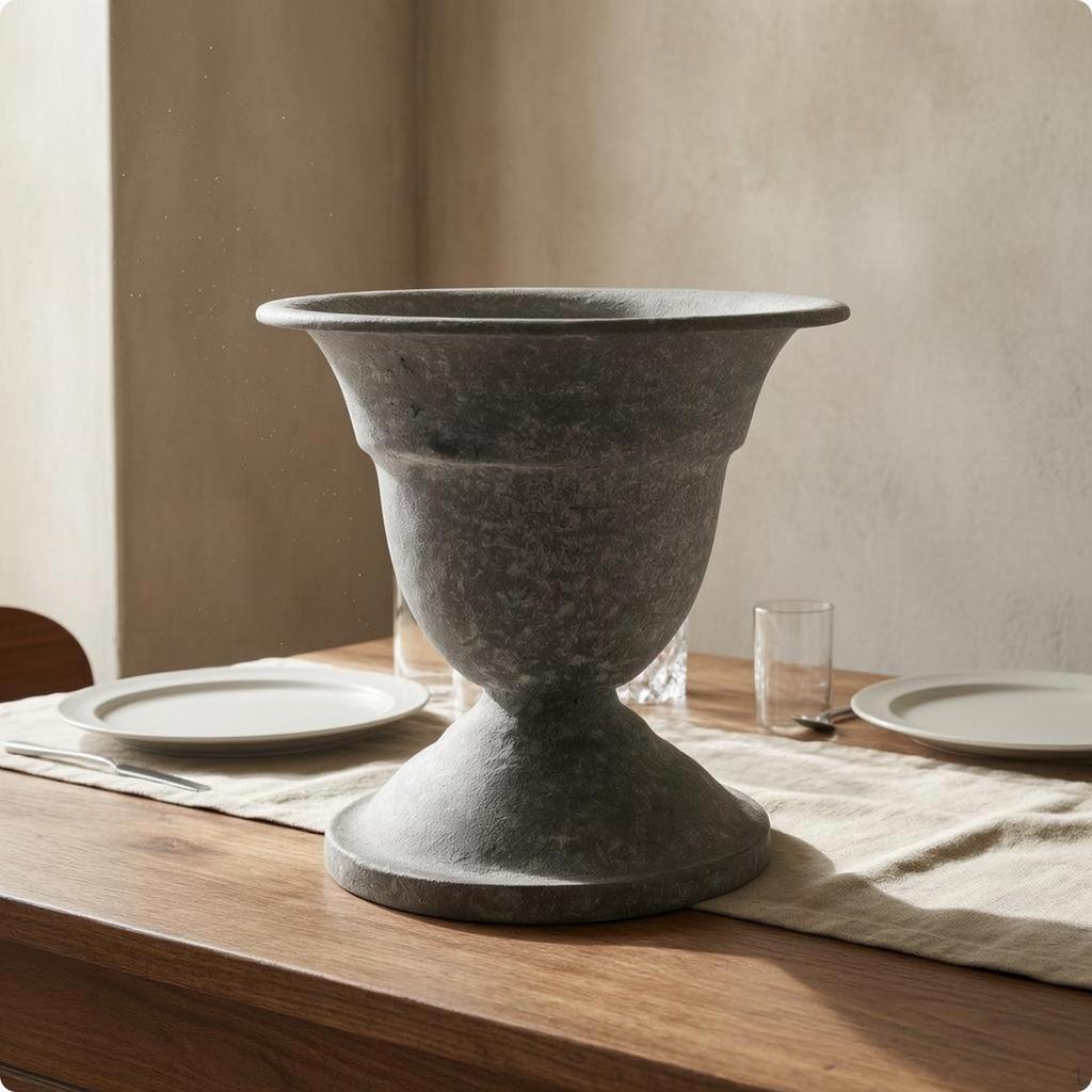 Decorative Iron Planter Ornamental Footed Vase Matte VintageStyle Light Gray C High Foot