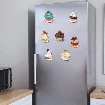 3D Cupcake Fridge Magnet Simulation Dessert Resin Refrigerator Magnet Home Office Kitchen Locker Simulation Food Decoration