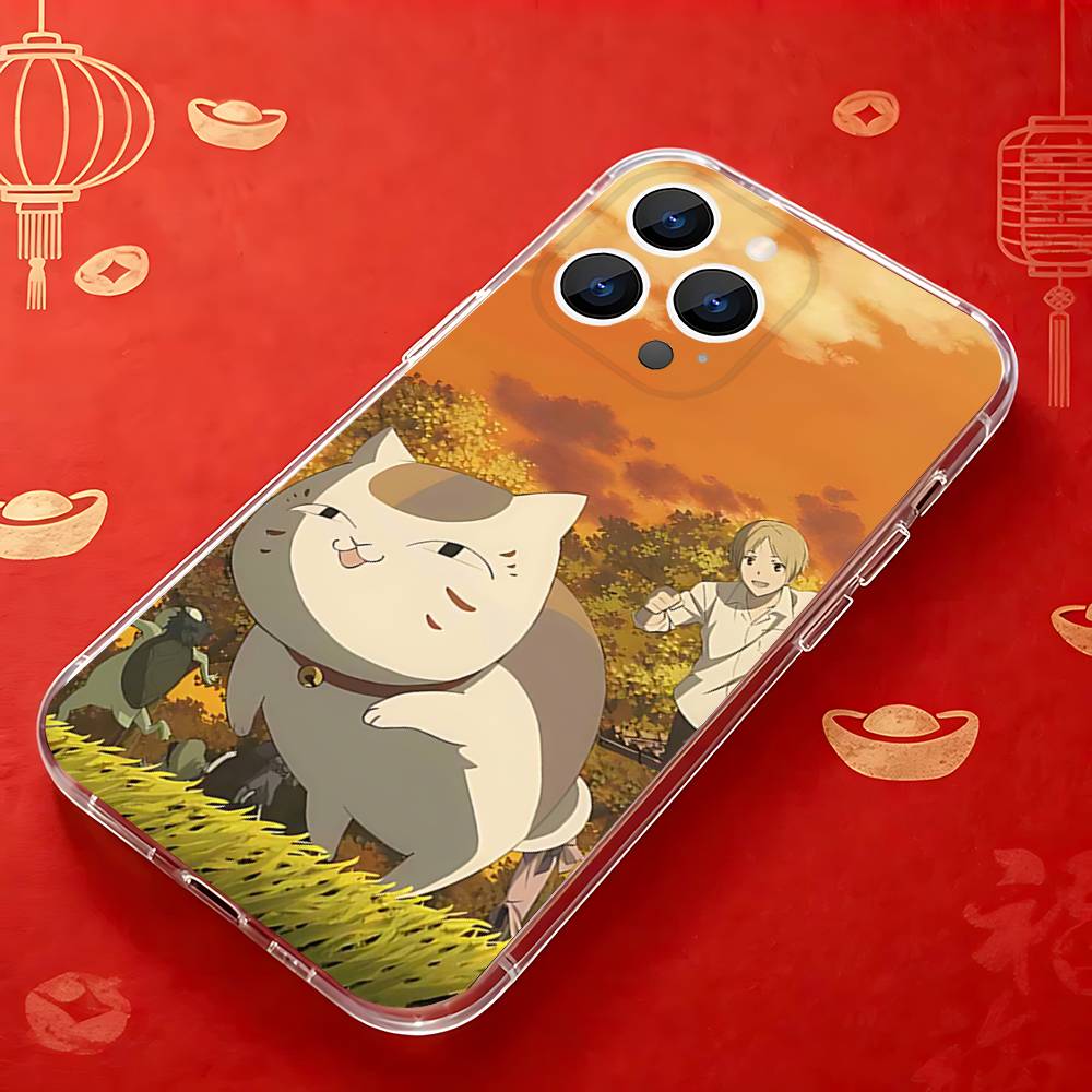 Sensei N-Natsume Yujinchou Nyanko Case For iPhone 17,16,15,14,13,12,11 Pro,Max,Plus,X,XS,XR,SE4,E Mini Transparent Soft Cover