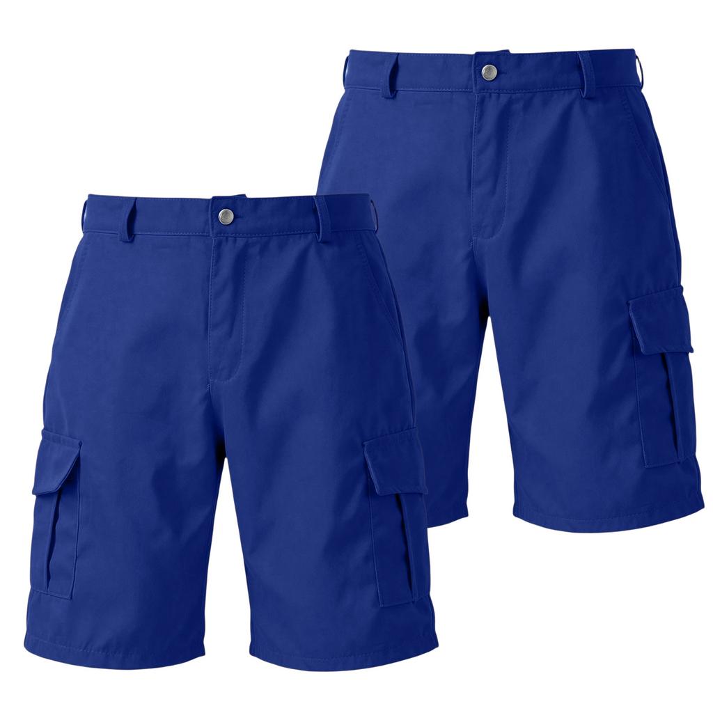 Men's Color Cargo Shorts 2-Pack with Button and Elastic Waist, 6 Pockets
