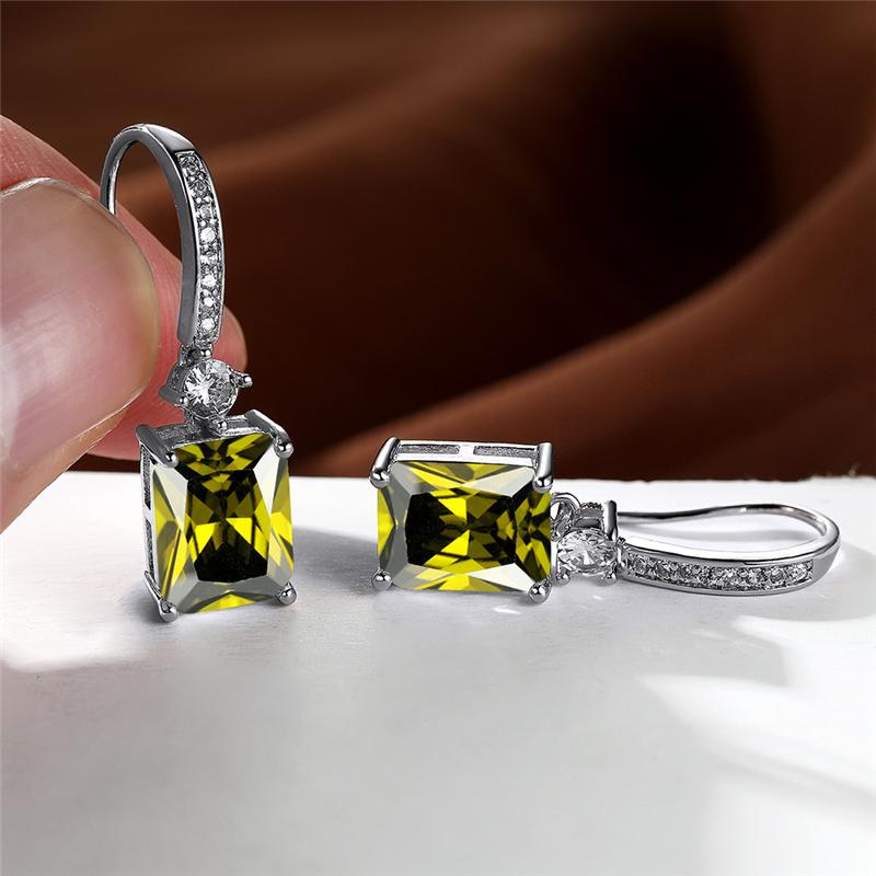 Boho Silber Farbe Party Kleine Zierliche Quadratische Stein Tropfen Ohrringe für Frauen Rechteck Baumeln Ohrringe Hochzeit Schmuck