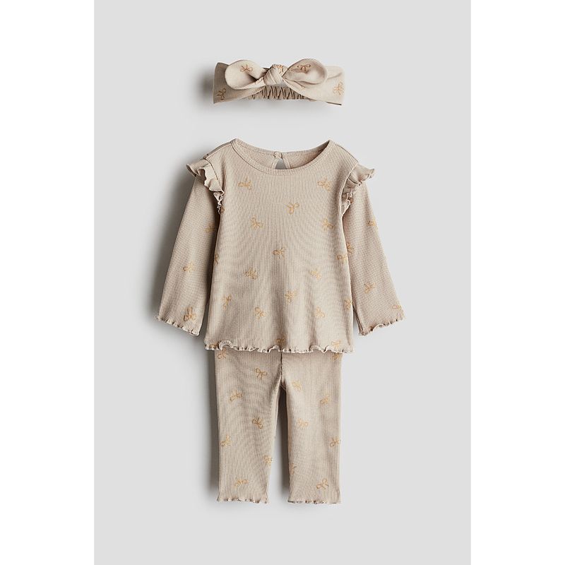 

Детская одежда HM Костюм для младенца (девушка) Костюм из мягкого рубчатого хлопка в осеннюю клетку, 3 предмета 1236894 Beige/Bows 110/56