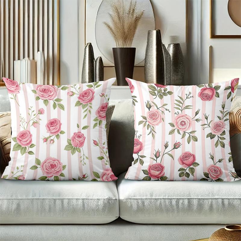 Pink Rose Floral Pattern Pillows for Home Decor Polyester pillowcase, sofa decorative cushion cov Headboard Pillow