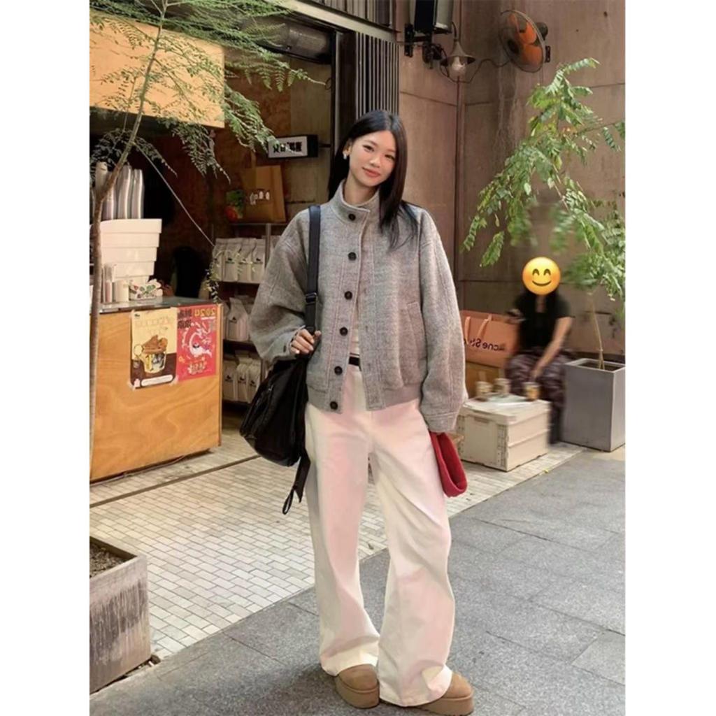 Women's Retro Stand-Collar Baseball Jacket: Trendy, Loose-Fit, Versatile Autumn Design for Students
