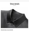 Men's Black Business Casual Leather Jacket with Down Liner for Autumn/Winter.