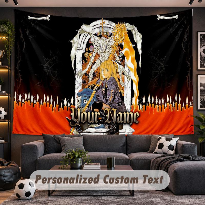 Wall Hanging Tapestry Custom NameDeath Note Pattern Personalized Printed Fabric Wall Decor