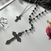 Ingemark 2Pcs/Set Creative Jesus Cross Pendant Choker Necklace for Women Goth Black Crystal Chain Halloween Neck Jewelry Gift