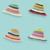 Stylish Rainbow Weave Straw Fisherman Hat For Women Beach Holiday